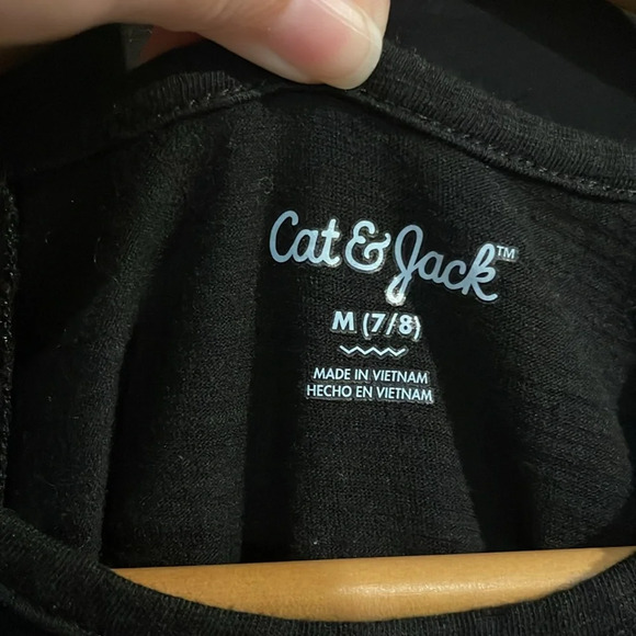 3/$20 Cat & Jack black eyelet lace sleeve dress girls size med 7/8 Like New - Picture 5 of 6